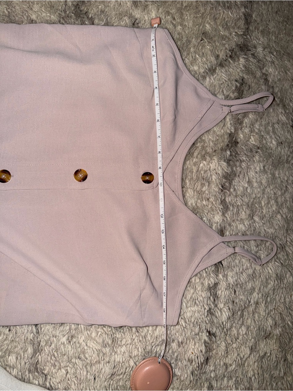 Women’s Spaghetti Strap Button-Front Tank Top - Dusty Mauve - Picture 6 of 7